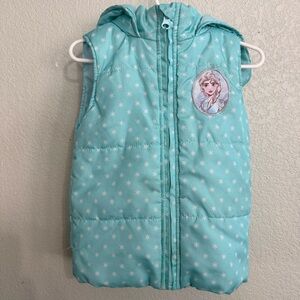 Disney Frozen Elsa Puffer Vest Girls size 3T Hooded Full Zip